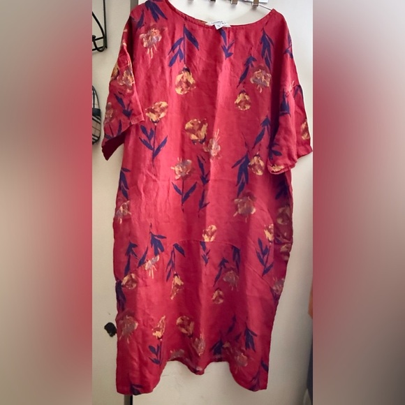 NWOT Coldwater Creek XL Midi 100% Linen‎ Dress Floral Cottagecore Lagenlook Boho - Picture 1 of 5
